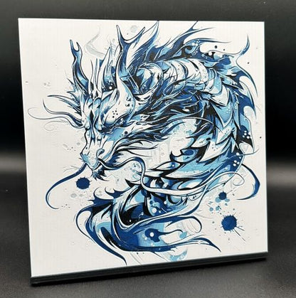 Impression 3D d'une œuvre d'art représentant un dragon élémentaire d'eau