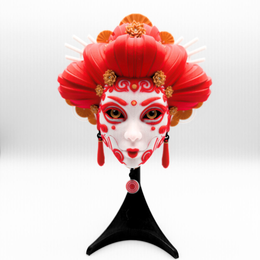 3D Printed Geisha Wall Mask with Stand