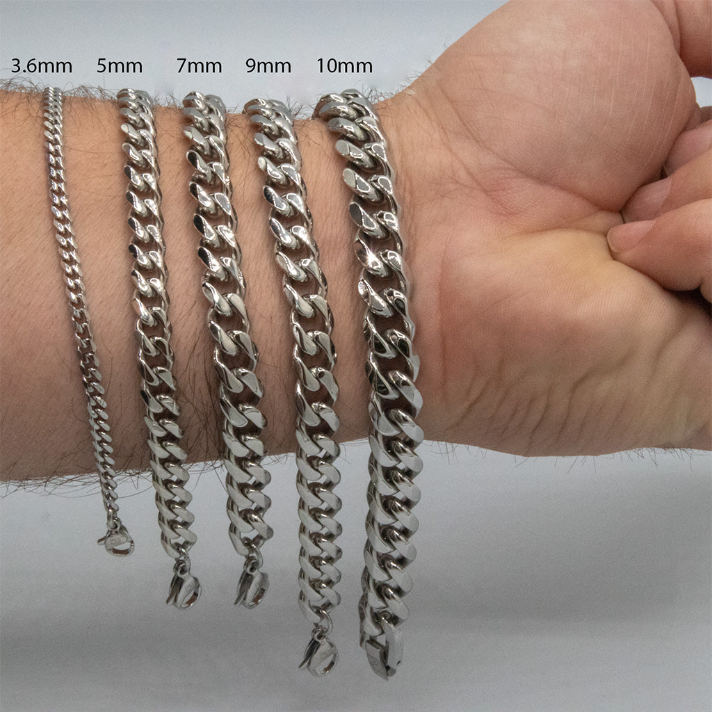 Bracelets à maillons cubains pour hommes et femmes, en acier inoxydable massif, couleur noir et or, 3/5/7/9/10mm