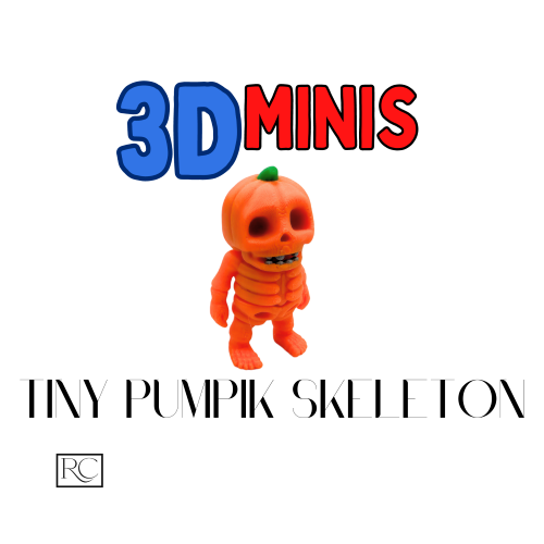 3D Mini Tiny Pumpkin Skeleton