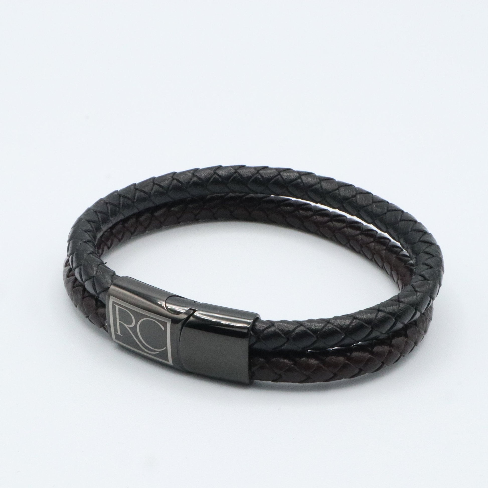 Dual braided round leather bracelet 3 colours - Reico Creations