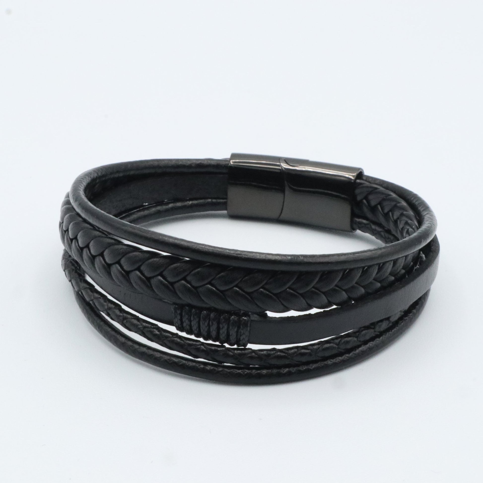 multi-strand black leather bracelet 22002 - Reico Creations