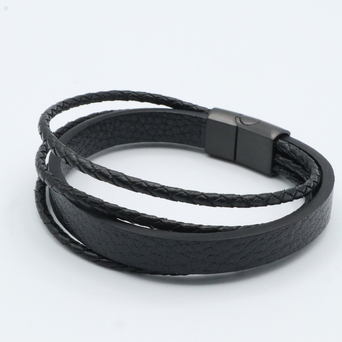 multi-strand black leather bracelet 22025 - Reico Creations