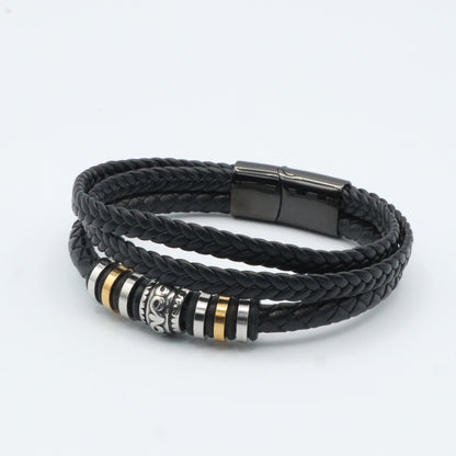 multi-strand black leather bracelet 22052 - Reico Creations